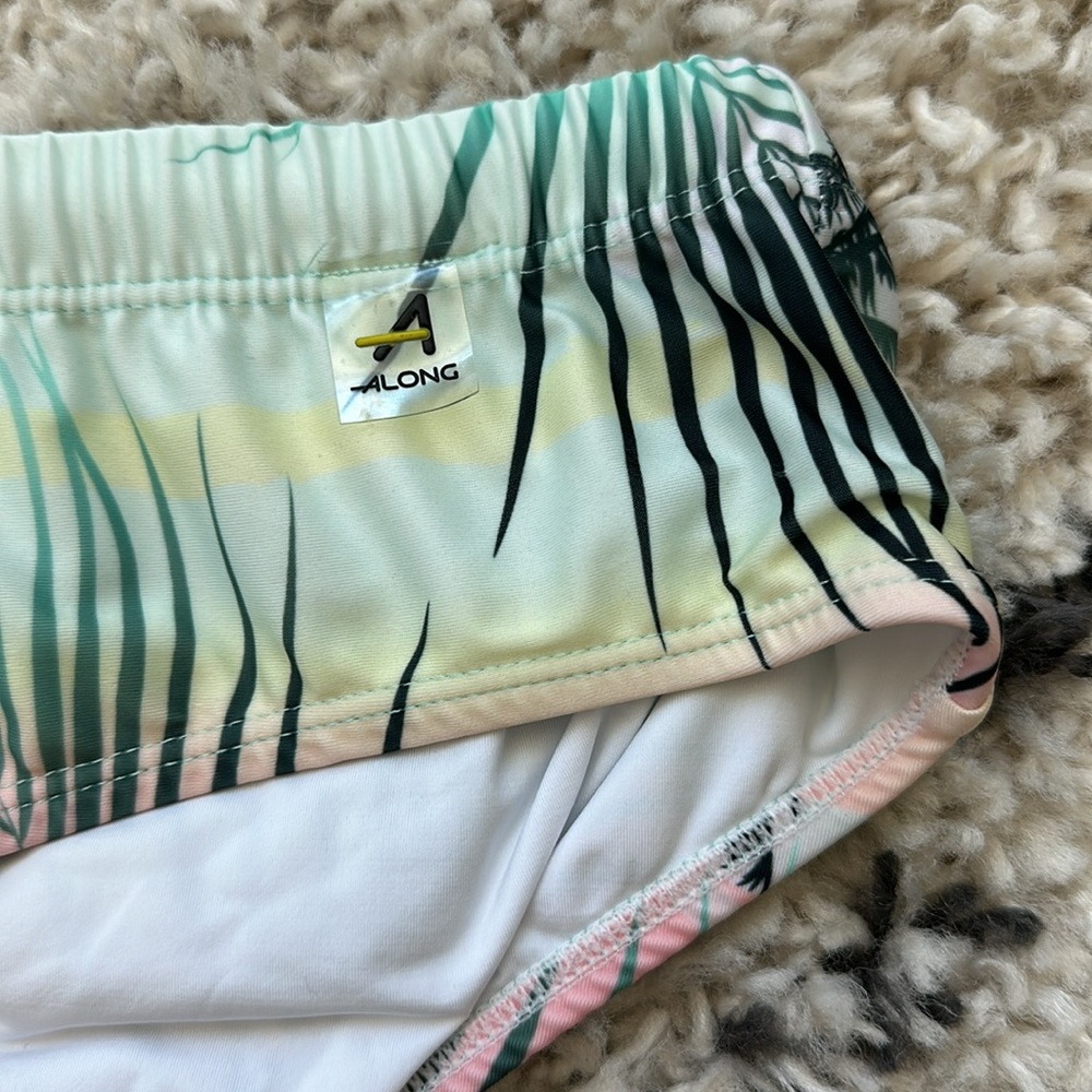 Men's Palm-Print Swim Trunks - Light Green - Picture 3 of 6